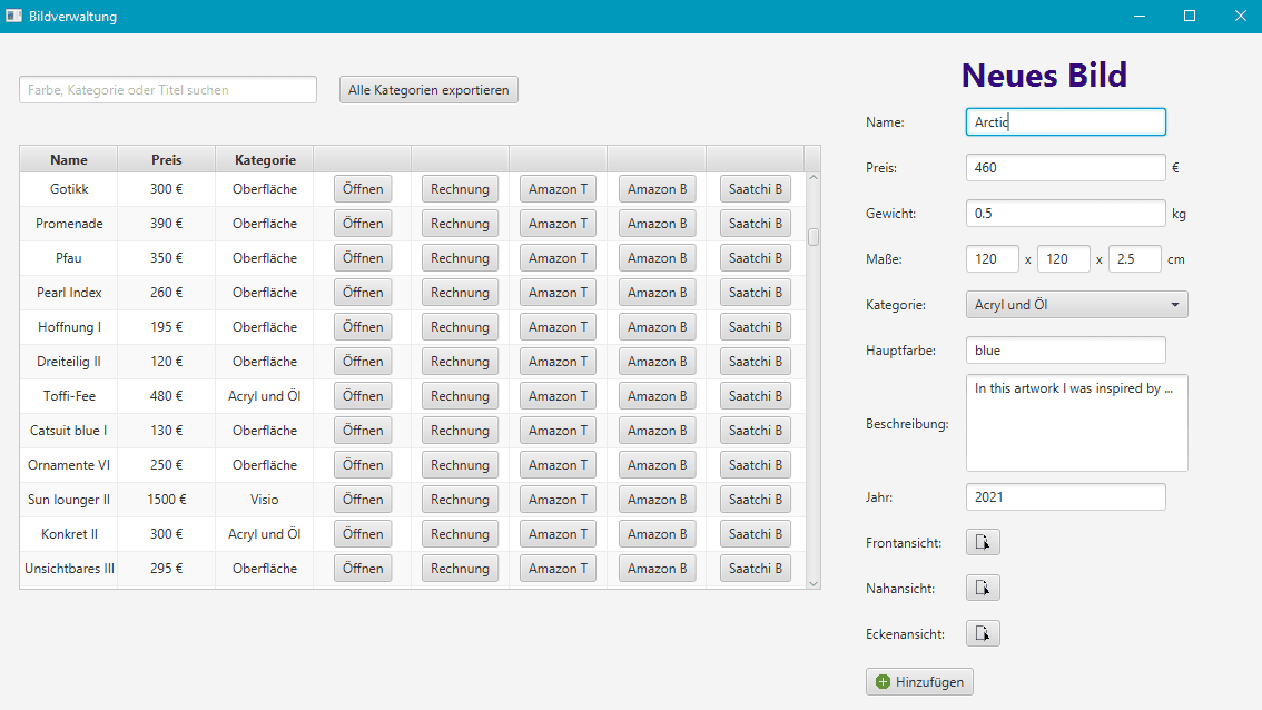 Image of the Artwork management tool for Regina Pöhland